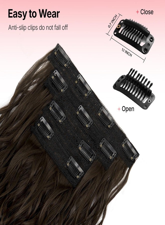 AliLeader 4Pcs Curly Extensions Clip in Chestnut Brown Hair Extensions Clip ins 16 Inch Long Wavy Synthetic Hair Extensions (4Pcs,16Inch,6/8#) - Image 4
